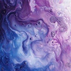Obraz premium Abstract fluid art featuring beautiful swirls of purple and blue colors, creating a dreamy, ethereal backdrop.