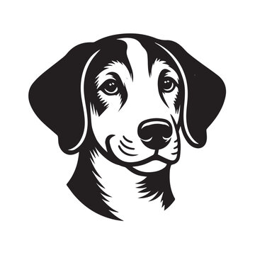recommend clip art: English Foxhound Dog Face Clipart Design - Dog Face Logo - English Foxhound Vector illustration in black and white
                    