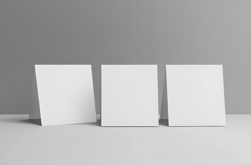 Three Blank Tent Cards on Gray Background