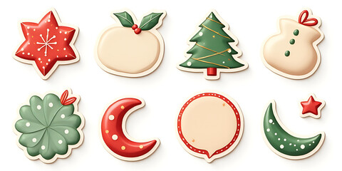 festive stickers, 6 designs, Christmas style, unique shapes, blank space in the middle for notes_00001_