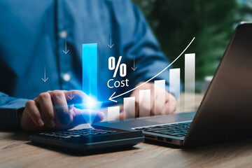 Cost control and reduction concept, Businessman management planning cost and profit, Target to product low budget, Expense reduced, High-quality control, Business Optimization, Financial effective