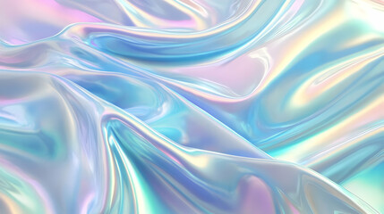 Obraz premium Iridescent Holographic Background a pastel teal to silver gradient