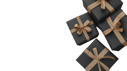 Gift boxes for Black Friday deals and sales, PNG file, isolated on white, transparent background.