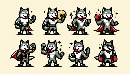 set of Wolfs mascot