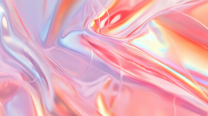 Naklejka premium Iridescent Holographic Background a pastel peach to red gradient
