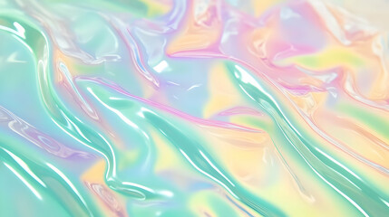 Obraz premium Iridescent Holographic Background a pastel emerald green to cherry gradient