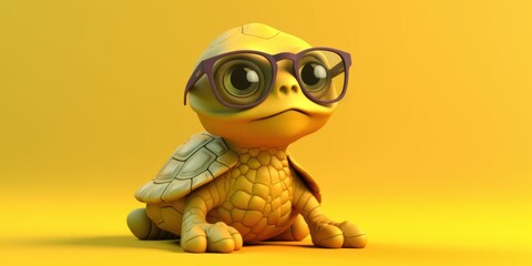 Fototapeta premium Cute Turtle with Glasses