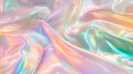 Obraz premium Iridescent Holographic Background a pastel bronze to emerald green gradient