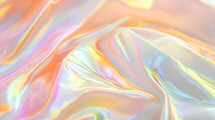 Fototapeta premium Iridescent Holographic Background a pastel orange to olive gradient