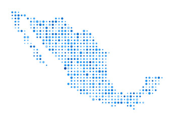 Mexico Dot Map. Country Digital Style Shape. Mexico vector image. Country shape blue circular dots. Amazing vector illustration.