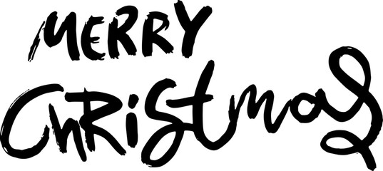 Merry Christmas Hand Drawn Modern Dry Brush Lettering.