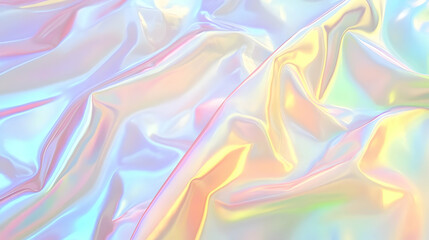 Fototapeta premium Iridescent Holographic Background a pastel silver to yellow gradient
