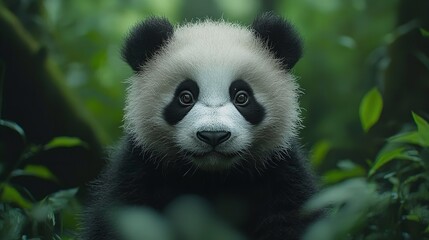 Fototapeta premium panda cub in the forest