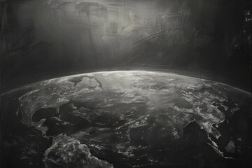 Earth from space in grayscale
