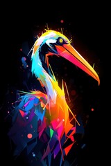 Colorful Abstract Pelican Portrait