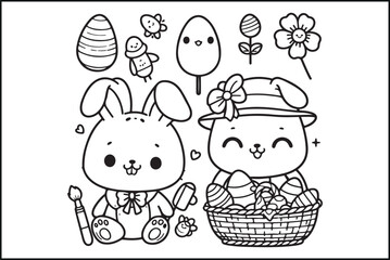 Easter Bunny and Egg Silhouette Vector Art