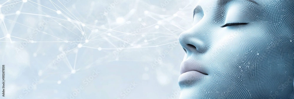 Fototapete Abstract lines and dots create a skincare procedure diagram in a serene, modern aesthetic environment. Generative AI