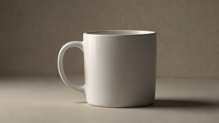 Obraz premium A mockup of a single plain white mug on a neutral background