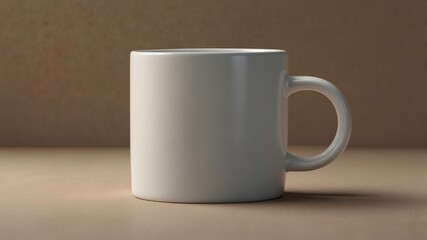 Obraz premium A mockup of a single plain white mug on a neutral background