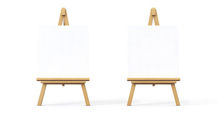 Two Wooden Easels with Blank Canvases in a Minimalist Setting
