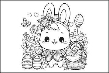 Easter Bunny and Egg Silhouette Vector Art