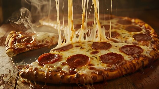 pizza with cheesse pull