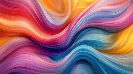 Fototapeta premium Vibrant abstract swirls of color forming fluid, wave-like patterns, with soft gradients blending into one another.