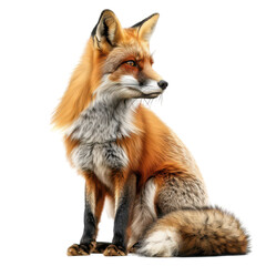 Fototapeta premium A majestic red fox sitting gracefully with a striking fur pattern, showcasing its keen intelligence and wild beauty.