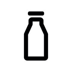 Vector Flat Line Milk Bottle Icon Design on White Background. Simple Symbol for Web, App, Logo, Banner, Packaging Label.