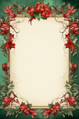 Christmas Holly Frame: A festive holiday decoration featuring holly berries and branches, perfect for framing Christmas cards or adding a touch of winter cheer to your home,Generated By Ai