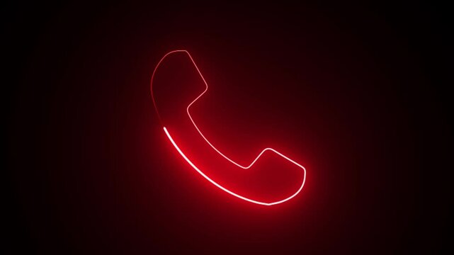 Calling icon concept animation on the black backgroundc,lowing neon line Telephone call icon animation.red,abastract,animation,backround,black backround,call,client,buttons,electricity,phone,