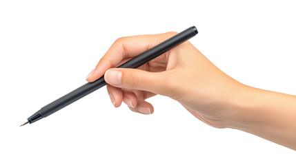 hand with pen isolated on transparent or white background