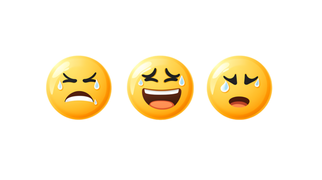 Smiling yellow faces with happy expressions, 3D emoticons set