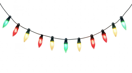 Holiday lights for Black Friday and festive shopping events, PNG file, isolated on white, transparent background.
