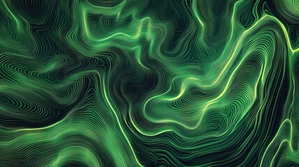 Obraz premium Abstract Green Wave Pattern in Digital Art