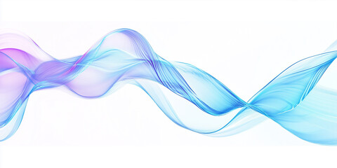 Abstract blue smokey waves on white background