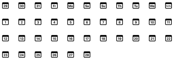 Set of Dates & weekdays icons