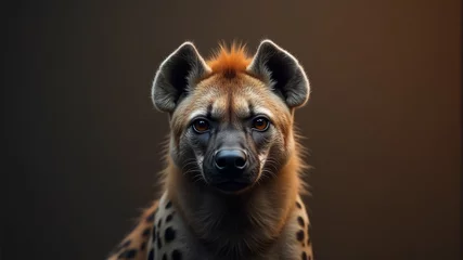 hyena on a brown background close-up