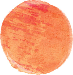 Watercolor circle brush mark orange color