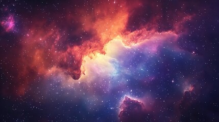 Obraz premium Vibrant Cosmic Nebula with Stars and Colorful Gas Clouds