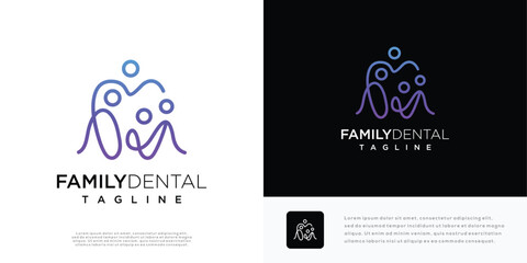 Dental people vector logo icon template with line concept
