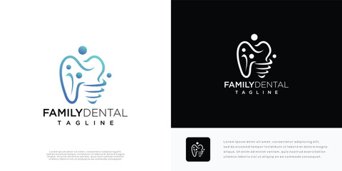 Modern family dental care logo design.	
