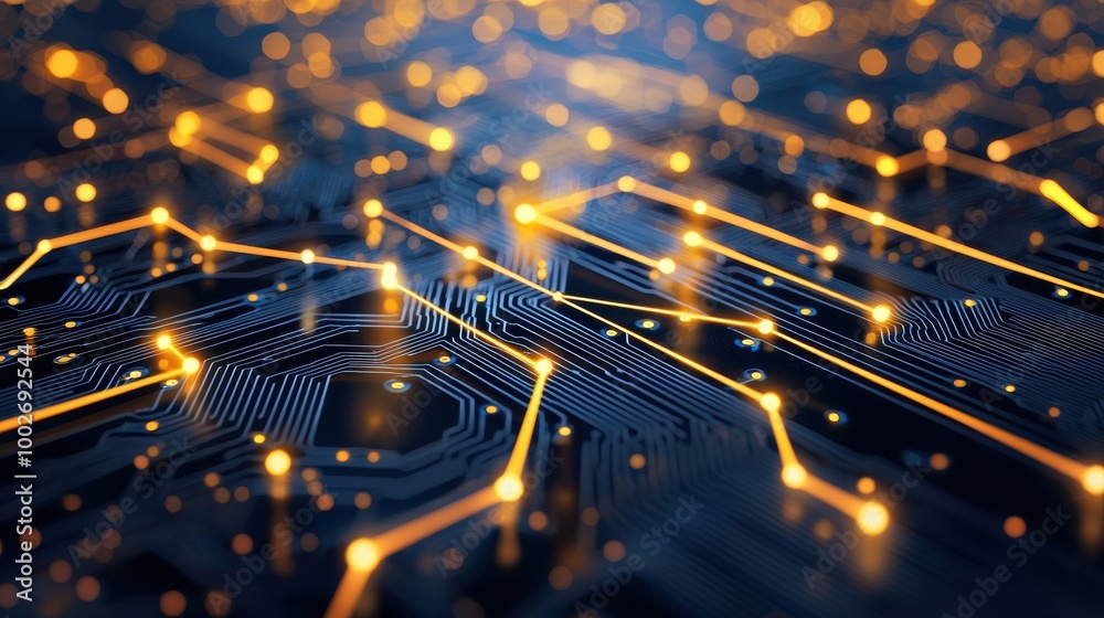 Poster abstract bokeh lights forming a network pattern