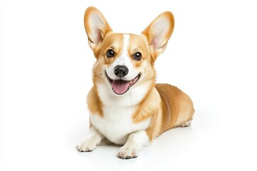 Welsh Corgi Breed Dog: Cute Adult Animal Sitting on White Background
