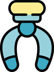 Modern u shaped gripper is holding something carefully with two fingers