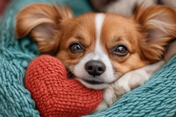 Adorable Dog with Heart-Shaped Nose Exudes Unconditional Love and Affection, Fostering a Deep Emotional Connection This Sweet Canine's Expressive Eyes and Snuggle-Worthy Features Make for the Perfect