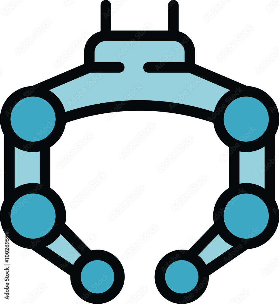 Poster futuristic robot hand picking up objects icon, robotics and automation concept