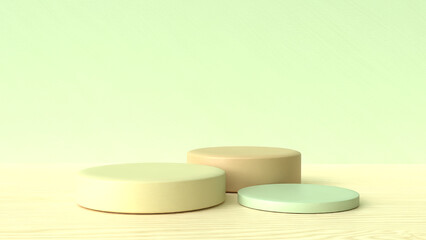 3D product display podium with geometric platform. background 3d render with podium. wood stand to show cosmetics and products