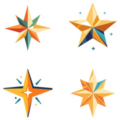 Flat Vector Single Modern Christmas Star with Angular Points