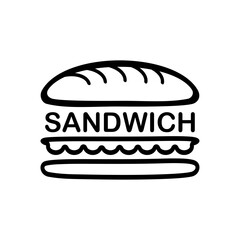 Sandwich logo vector illustration template simple icon hand draw black and white